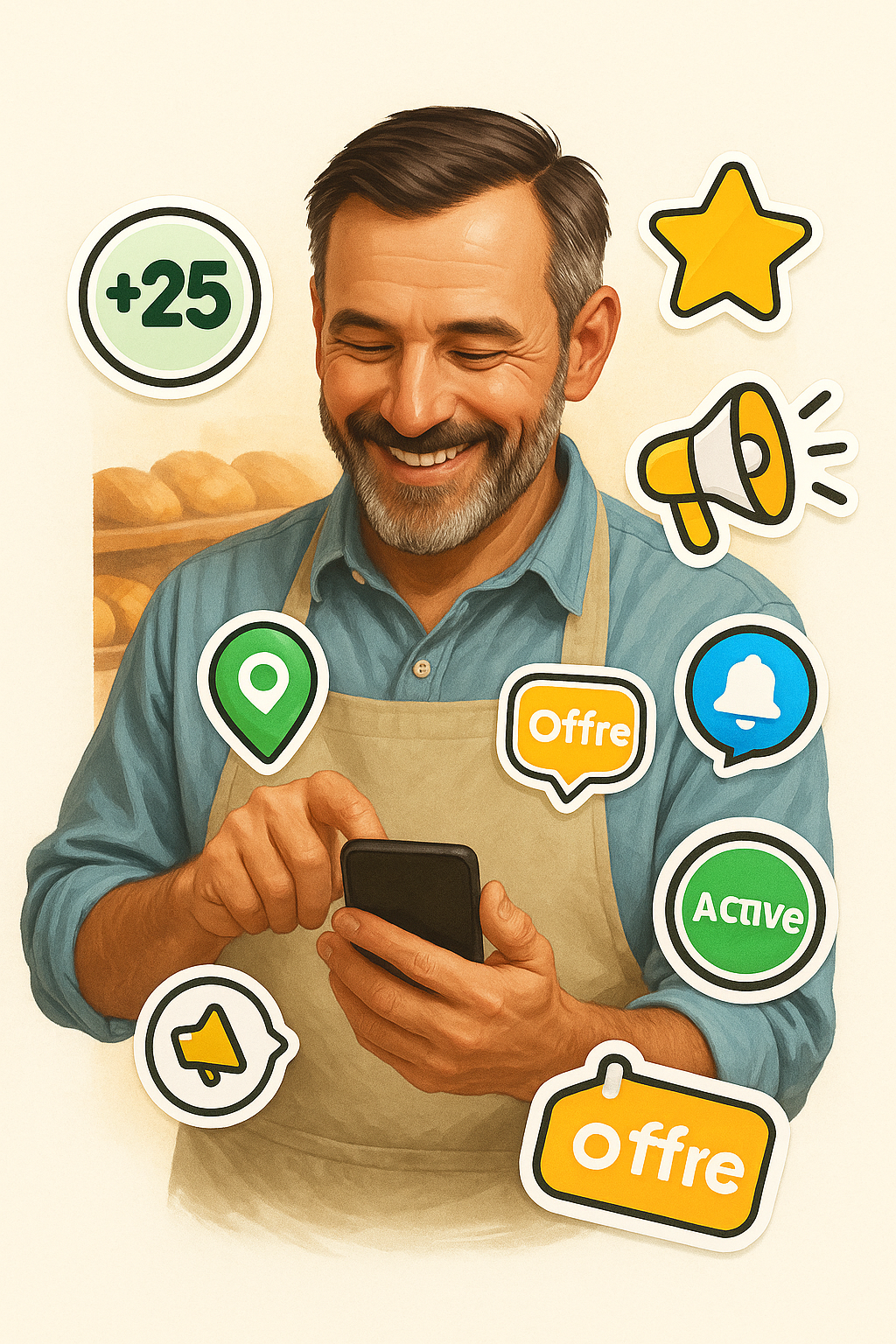 Commerçant heureux Uviago